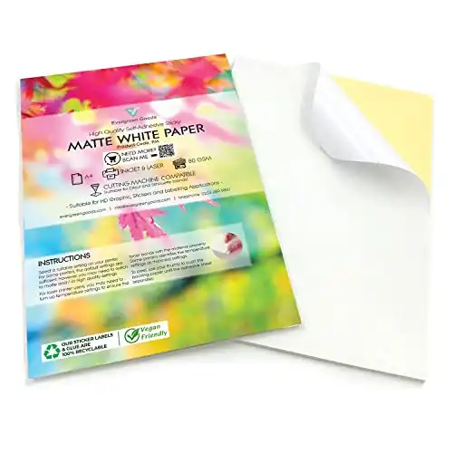 A4 White Matte Sticker Paper 50 Sheets